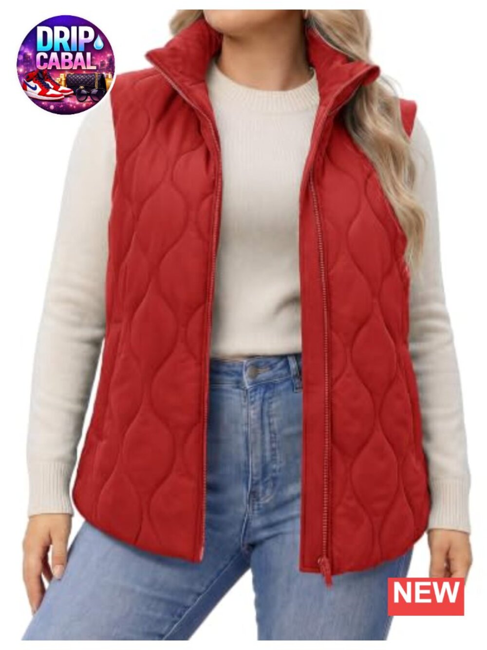 Plus Size Puffer Vest Quilted Jacket with Pockets Stand Collar Sleeveless